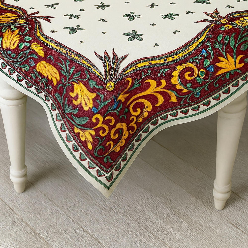 Vintage 2000 French Provençal Cotton Floral Patterned Tablecloth #1125259